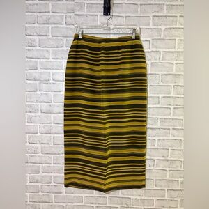 Jones New York Yellow and Black Striped silk Pencil Skirt size 8
